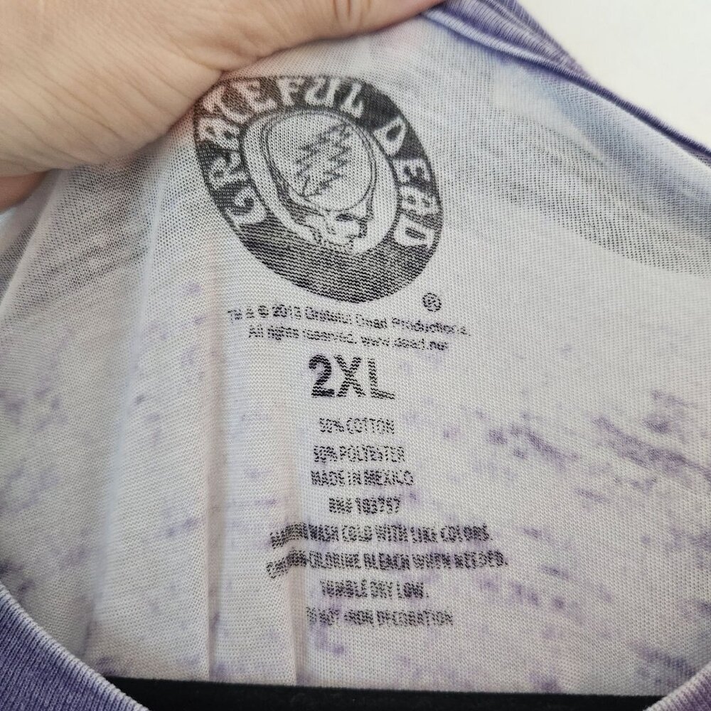 Grateful Dead Burnout Graphic Band Tee Purple Lightning Skull Women's 2XL - Picture 4 of 4